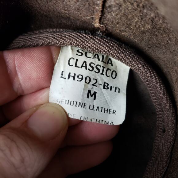 Scala Classico Genuine Leather Hat Dorfman Pacific Four Seasons Sz Medium Brown - Picture 10 of 10